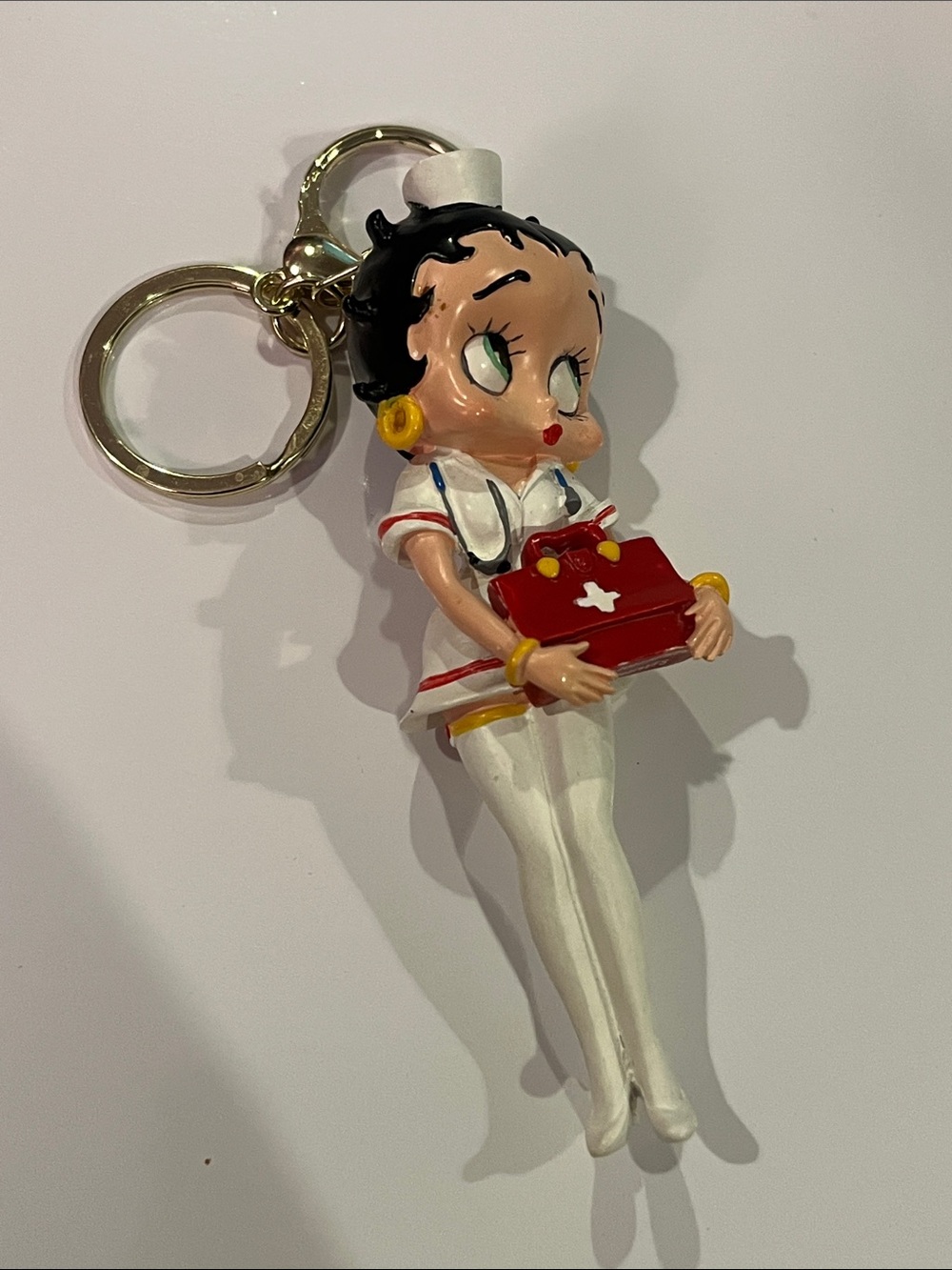 Hand Crafted Betty Boop Sailor Keychain / Bag Charm with Red Purse - Picture 2 of 8